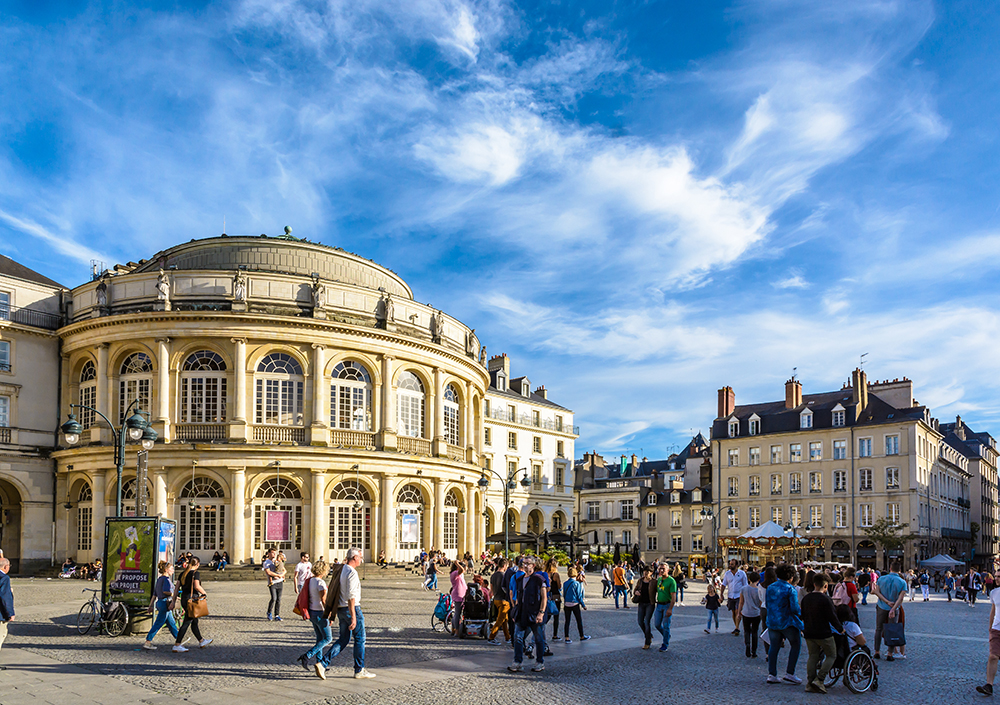 Photo du centre de Rennes et de son opéra